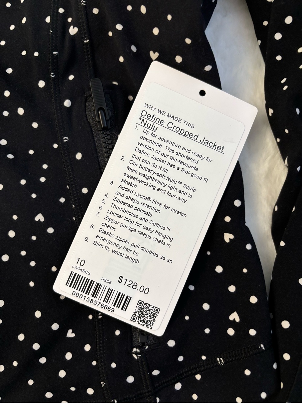 Lululemon Define Cropped Jacket Nulu SOLD OUT Black/Heart Scattered size 10 NWT - Picture 4 of 8
